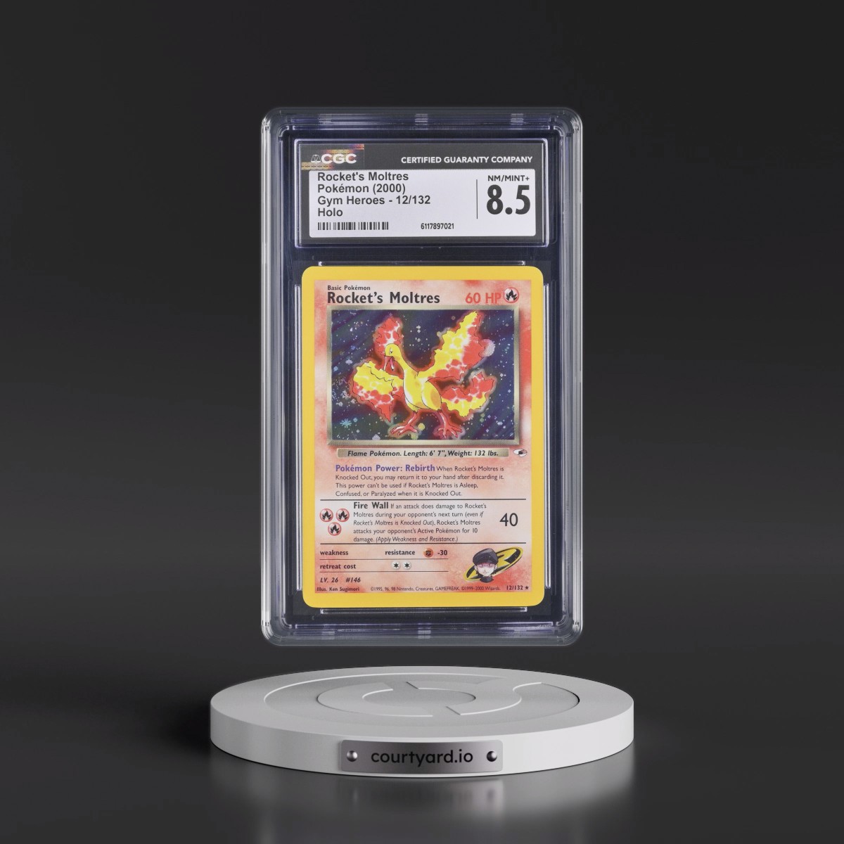 2000 Gym Heroes #12/132 Rocket's Moltres - Holo (CGC 8.5 NM-MT+)