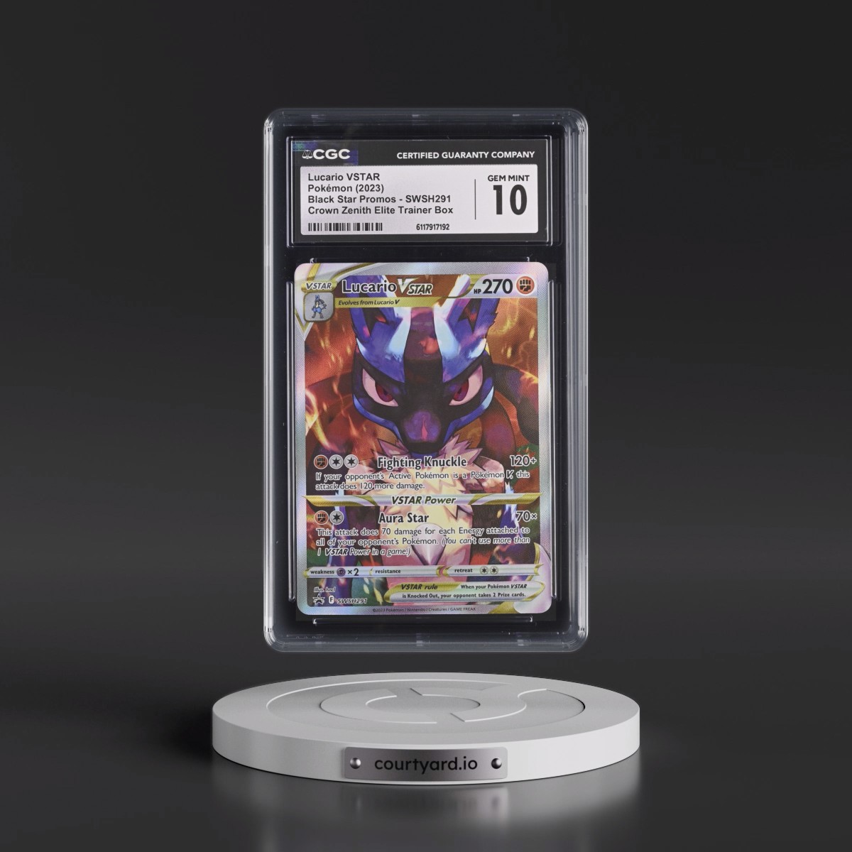 2017 Black Star Promos - Sword & Shield #SWSH291 Lucario VSTAR - Crown Zenith Elite Trainer Box (Holo) (CGC 10 GEM MINT)