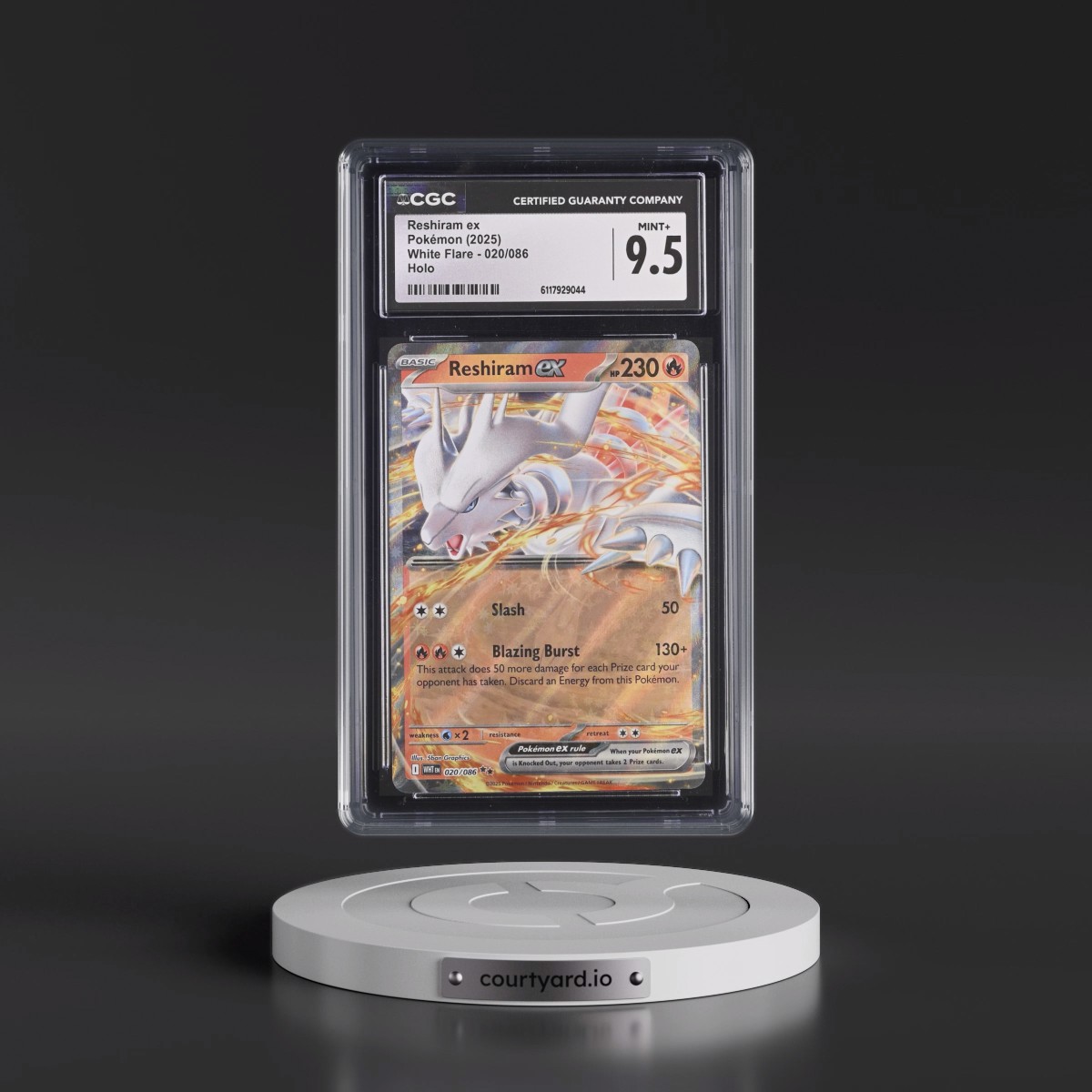 2025 White Flare - WHT EN #020/086 Reshiram ex - Holo (CGC 9.5 MINT+)