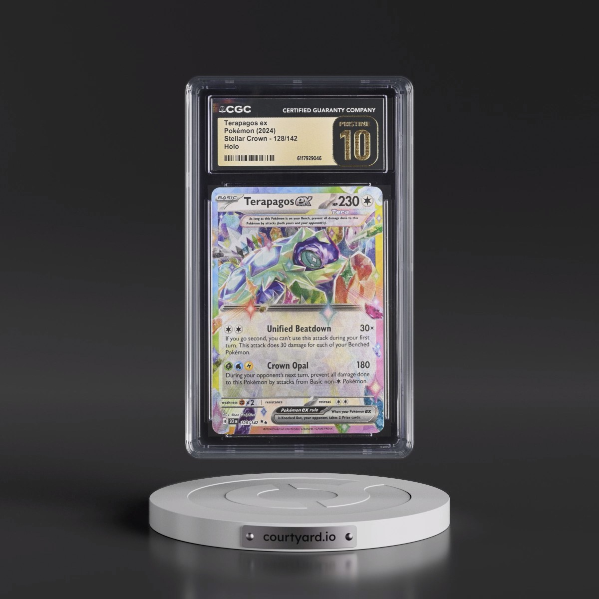 2024 Stellar Crown - SCR EN #128/142 Terapagos ex - Holo (CGC 10 PRISTINE)
