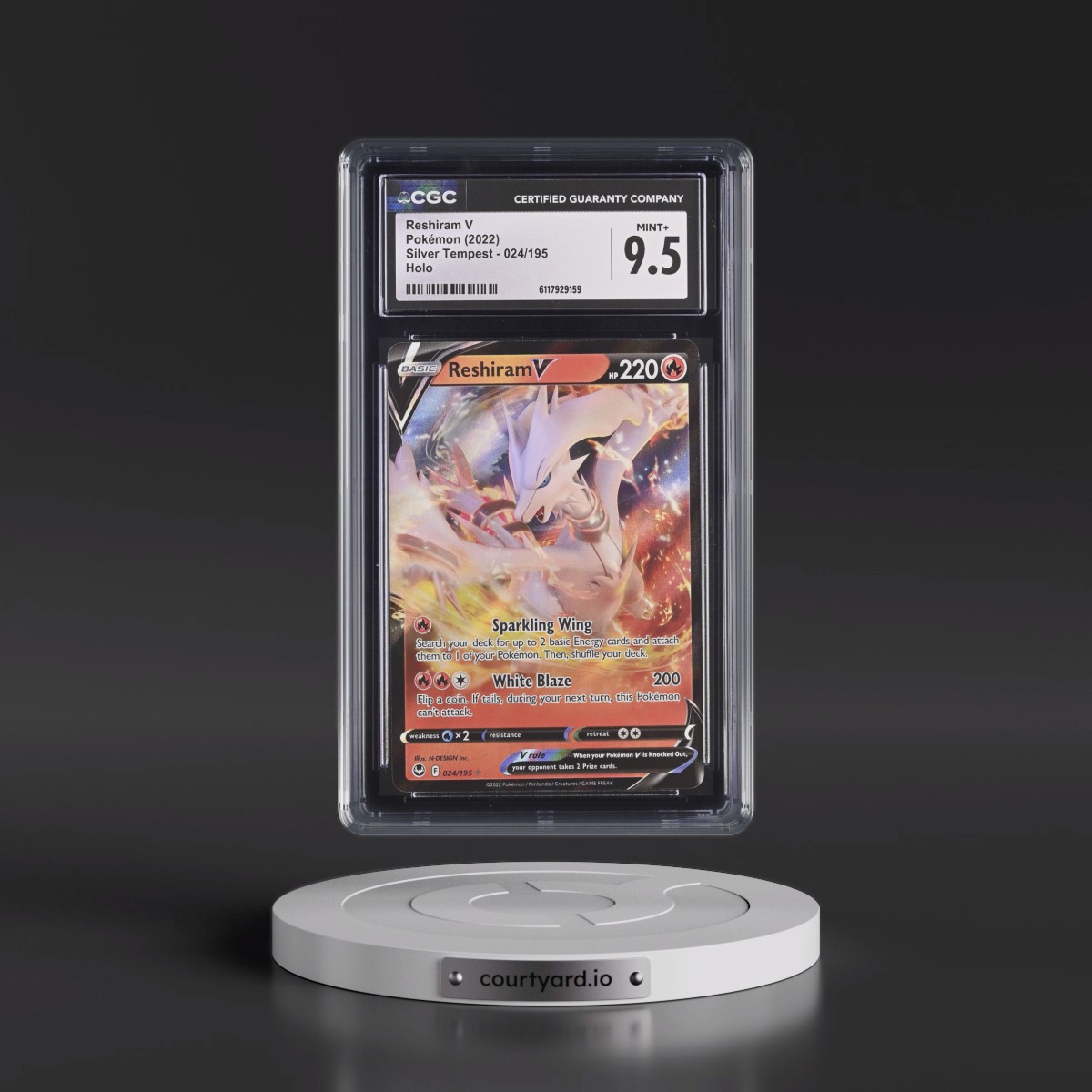 2022 Silver Tempest #024/195 Reshiram V - Holo (CGC 9.5 MINT+)