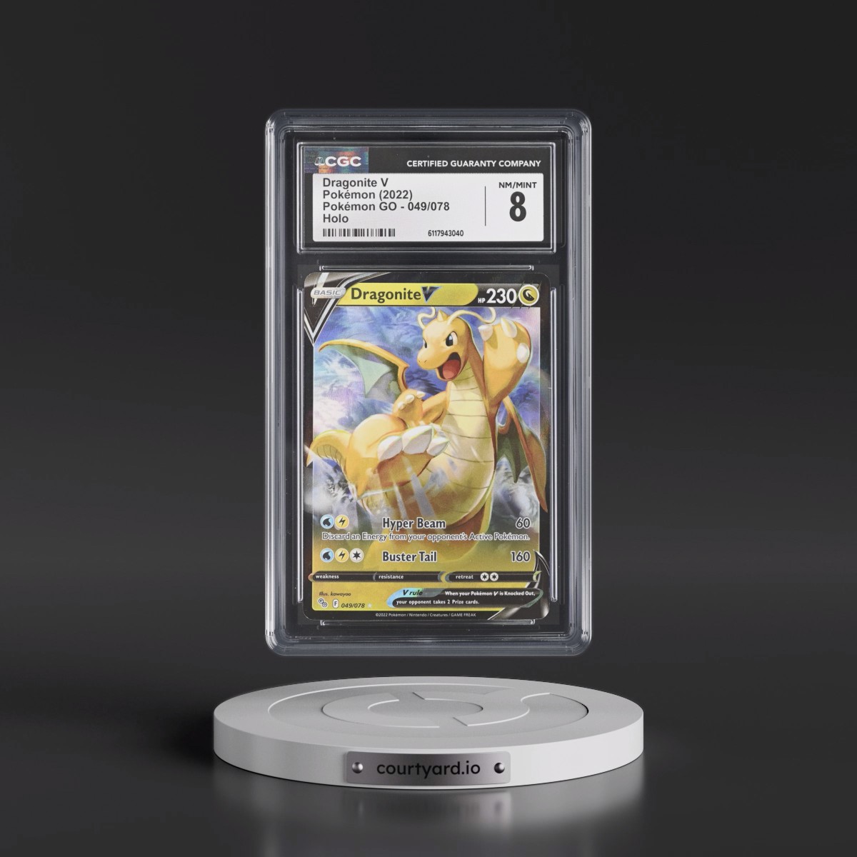 2022 Pokémon GO Dragonite V - Holo #049/078 CGC 8