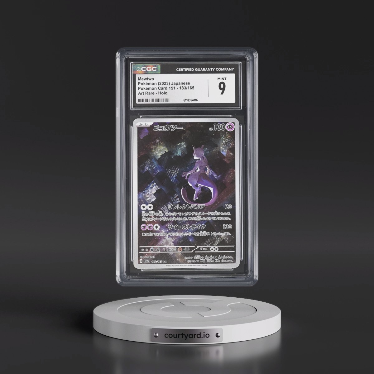 2023 Pokémon Card 151 #183/165 Mewtwo - Art Rare Holo (CGC 9 MINT)