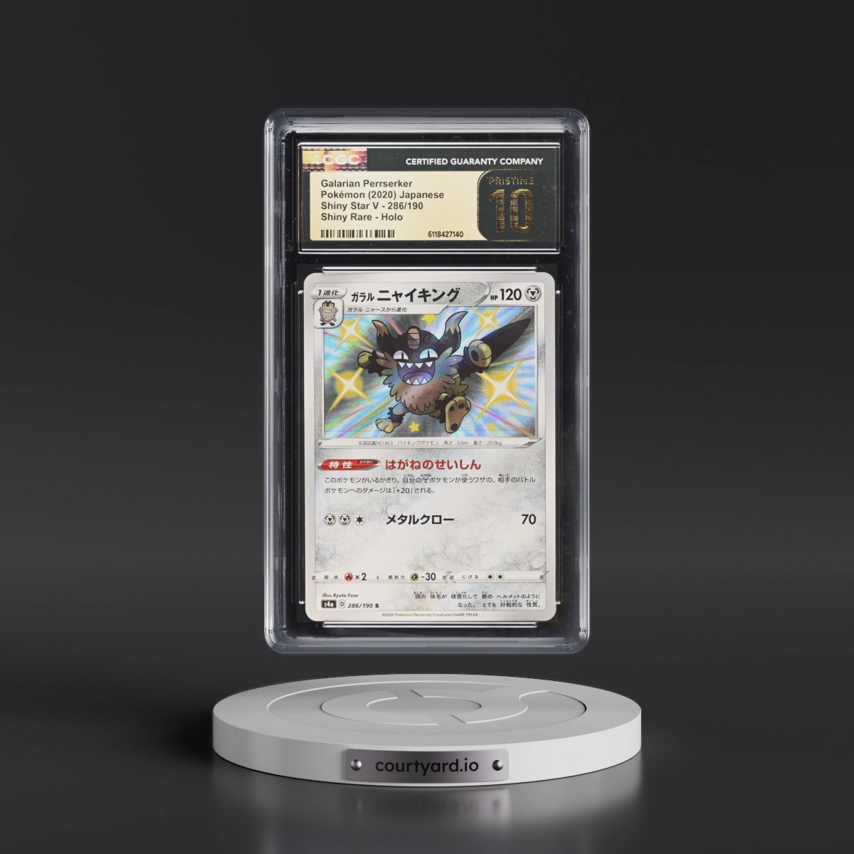 2020 Shiny Star V Galarian Perrserker - Shiny Rare Holo #286/190 CGC 10