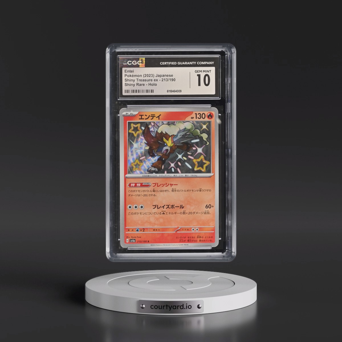 2023 Shiny Treasure ex #213/190 Entei - Shiny Rare Holo (CGC 10 GEM MINT)