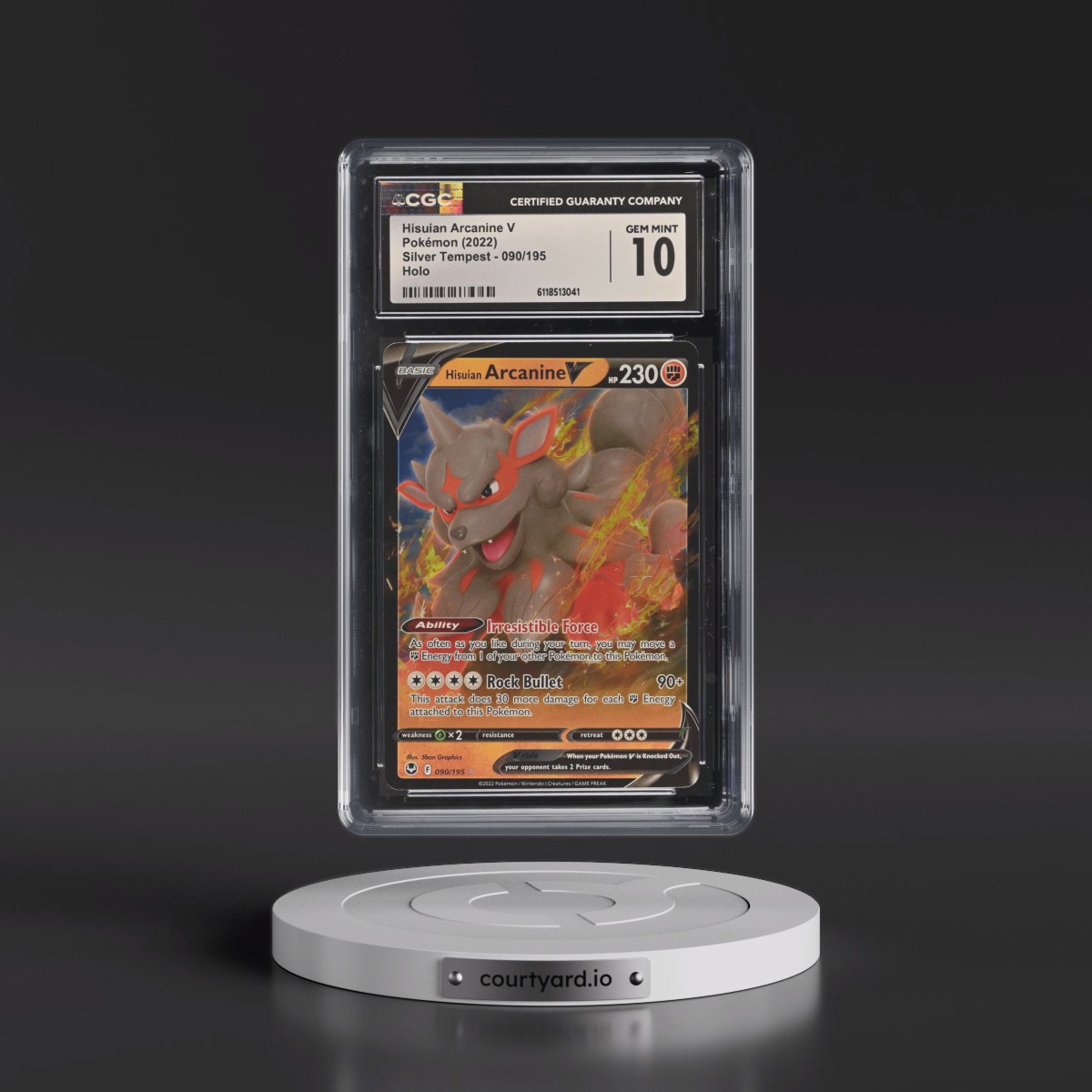 2022 Silver Tempest #090/195 Hisuian Arcanine V - Holo (CGC 10 GEM MINT)