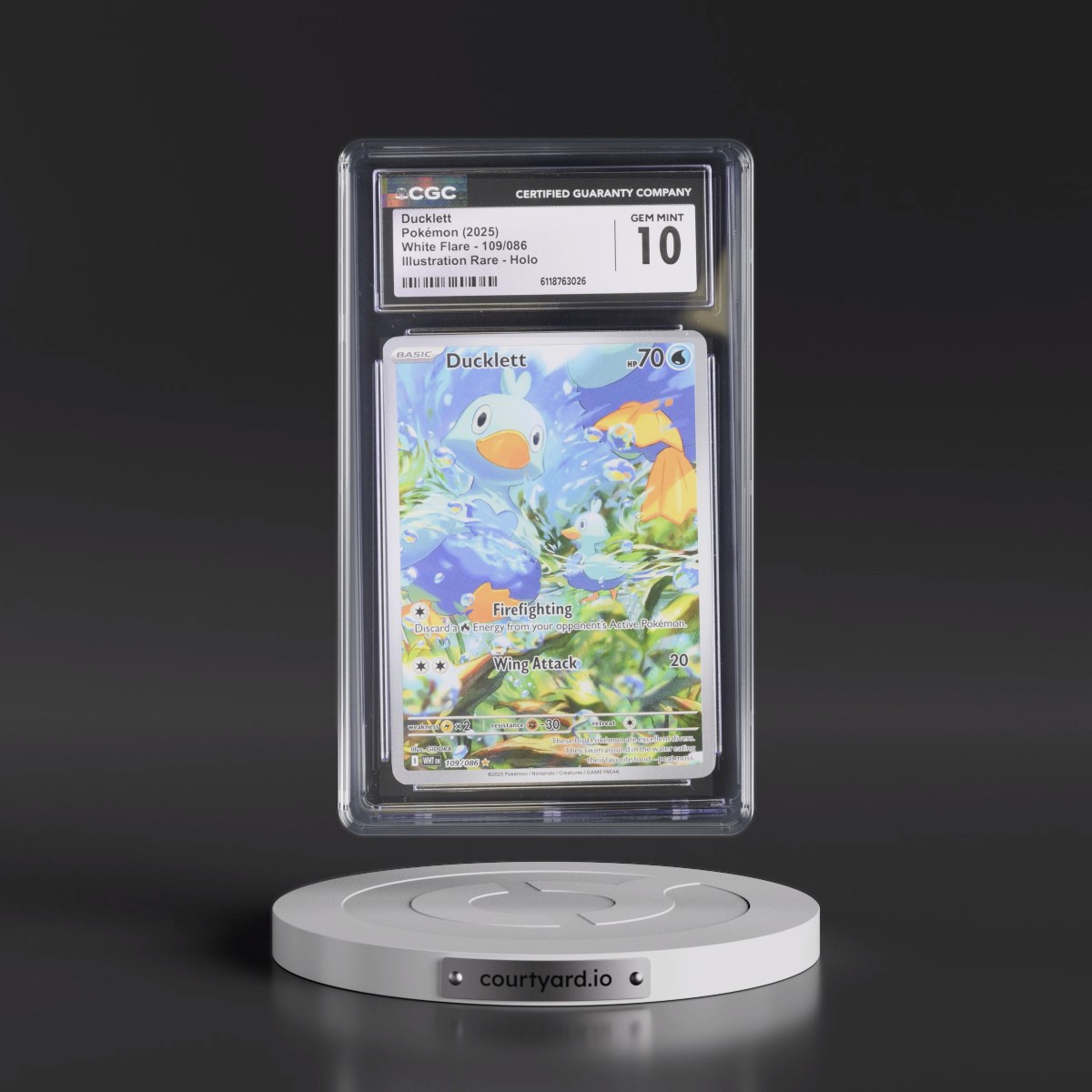 2025 White Flare - WHT EN #109/086 Ducklett - Illustration Rare Holo (CGC 10 GEM MINT)