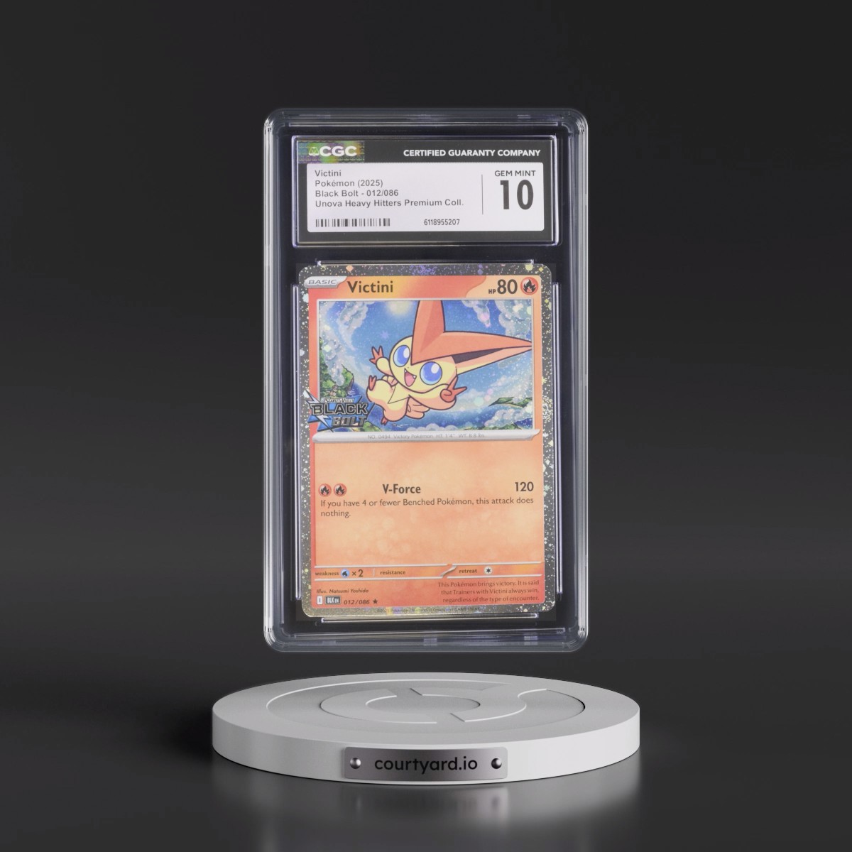 2025 Black Bolt - BLK EN #012/086 Victini - Unova Heavy Hitters Premium Collection (Cosmos Holo) (CGC 10 GEM MINT)
