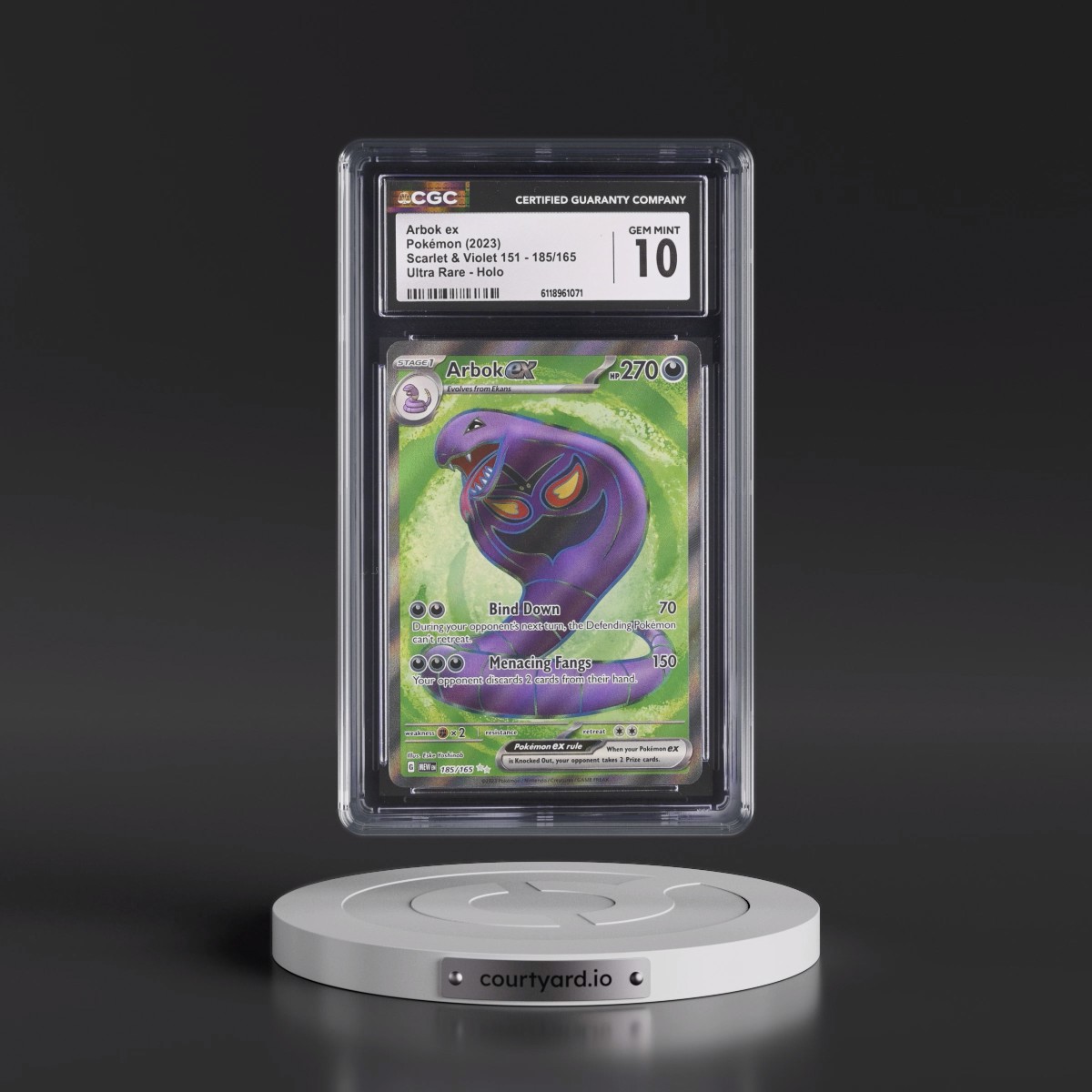 2023 Scarlet & Violet 151 - MEW EN #185/165 Arbok ex - Ultra Rare Holo (CGC 10 GEM MINT)