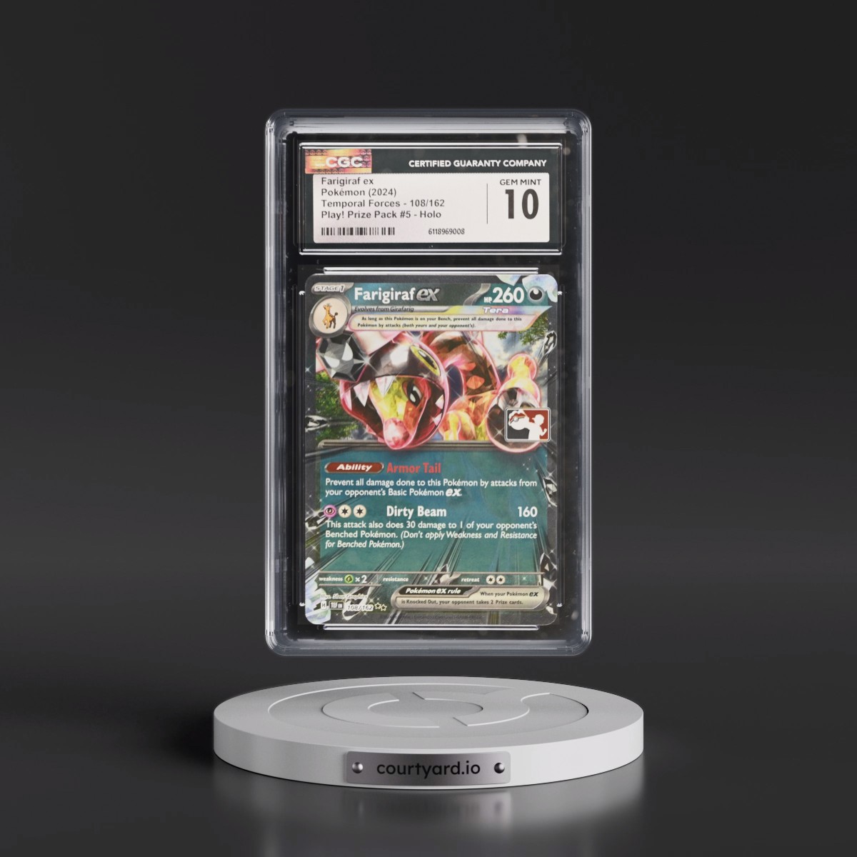 2023 Temporal Forces - TEF EN #108/162 Farigiraf ex - Play! Pokémon Prize Pack #5 Holo (CGC 10 GEM MINT)