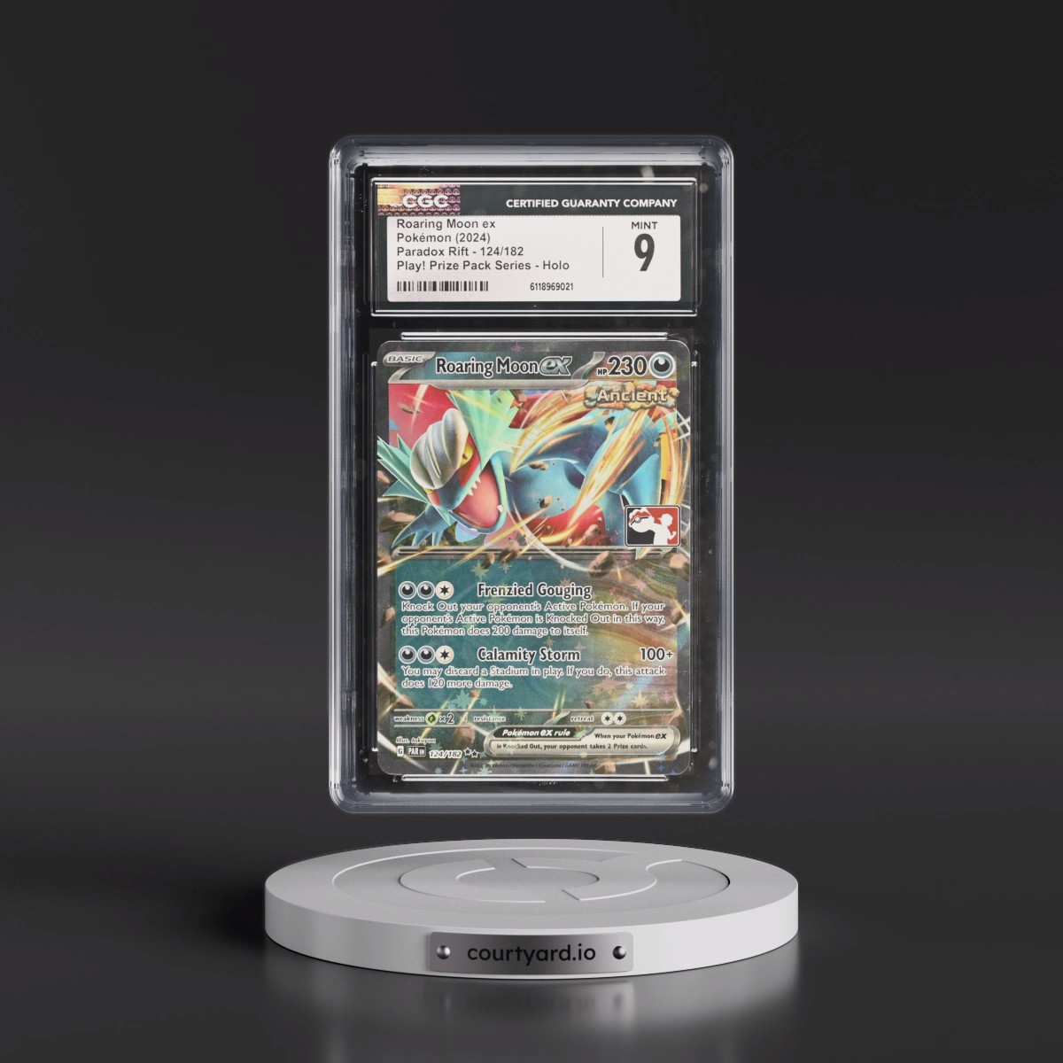2023 Paradox Rift - PAR EN #124/182 Roaring Moon ex - Play! Pokémon Prize Pack Series Holo (CGC 9 MINT)