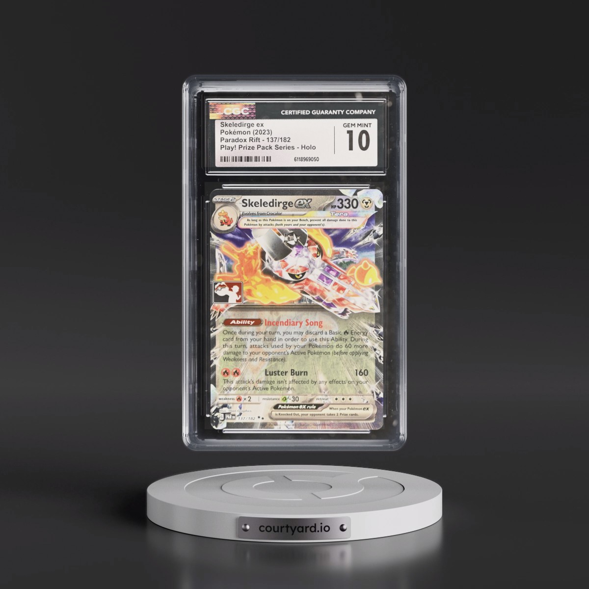 2023 Paradox Rift - PAR EN #137/182 Skeledirge ex - Play! Pokémon Prize Pack Series Holo (CGC 10 GEM MINT)