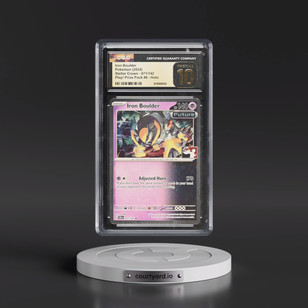 2024 Stellar Crown - SCR EN #071/142 Iron Boulder - Play! Pokémon Prize Pack #6 (Cosmos Holo) Holo (CGC 10 PRISTINE)
