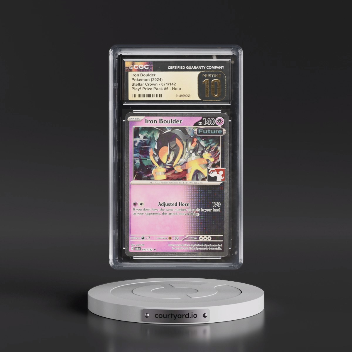 2024 Stellar Crown - SCR EN #071/142 Iron Boulder - Play! Pokémon Prize Pack #6 (Cosmos Holo) Holo (CGC 10 PRISTINE)