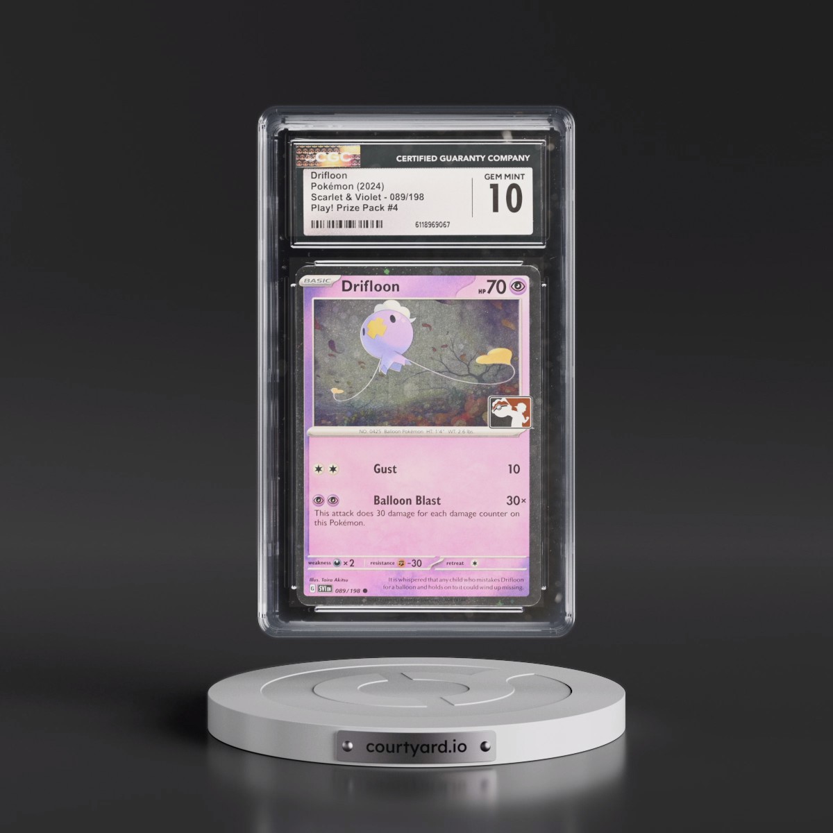 2023 Scarlet & Violet #089/198 Drifloon - Play! Pokémon Prize Pack #4 (CGC 10 GEM MINT)