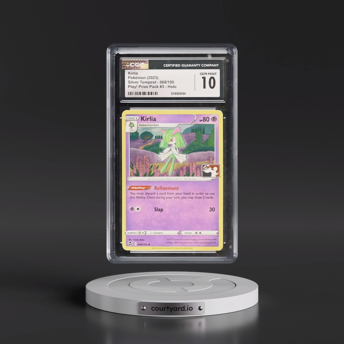 2022 Silver Tempest #068/195 Kirlia - Play! Pokémon Prize Pack Series (Cosmos Holo) Holo (CGC 10 GEM MINT)