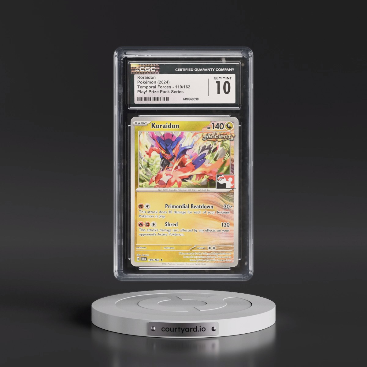 2023 Temporal Forces - TEF EN #119/162 Koraidon - Play! Pokémon Prize Pack Series (CGC 10 GEM MINT)