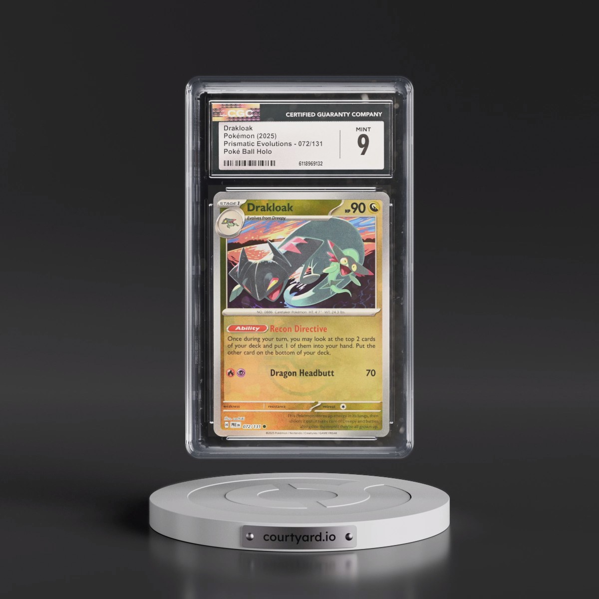 2024 Prismatic Evolutions - PRE EN #072/131 Drakloak - Poké Ball Holo (CGC 9 MINT)
