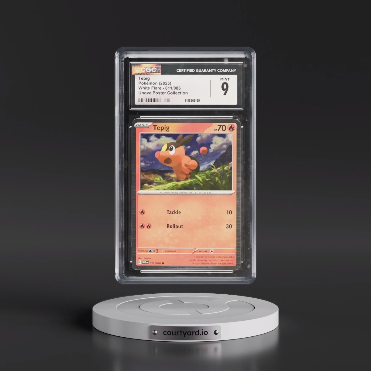 2025 White Flare - WHT EN #011/086 Tepig - Unova Poster Collection (Tinsel Holo) (CGC 9 MINT)