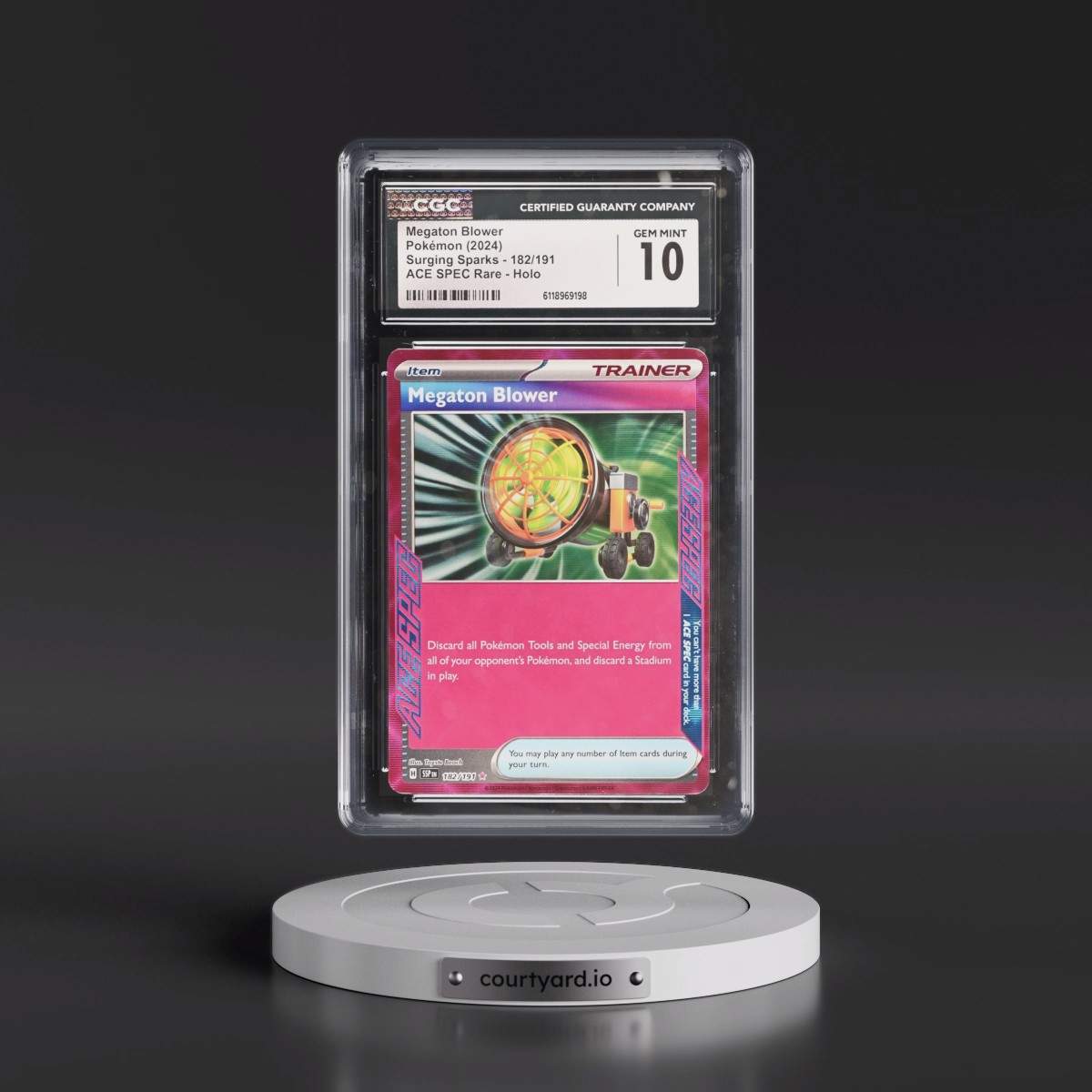 2024 Surging Sparks - SSP EN #182/191 Megaton Blower - ACE SPEC Rare Holo (CGC 10 GEM MINT)