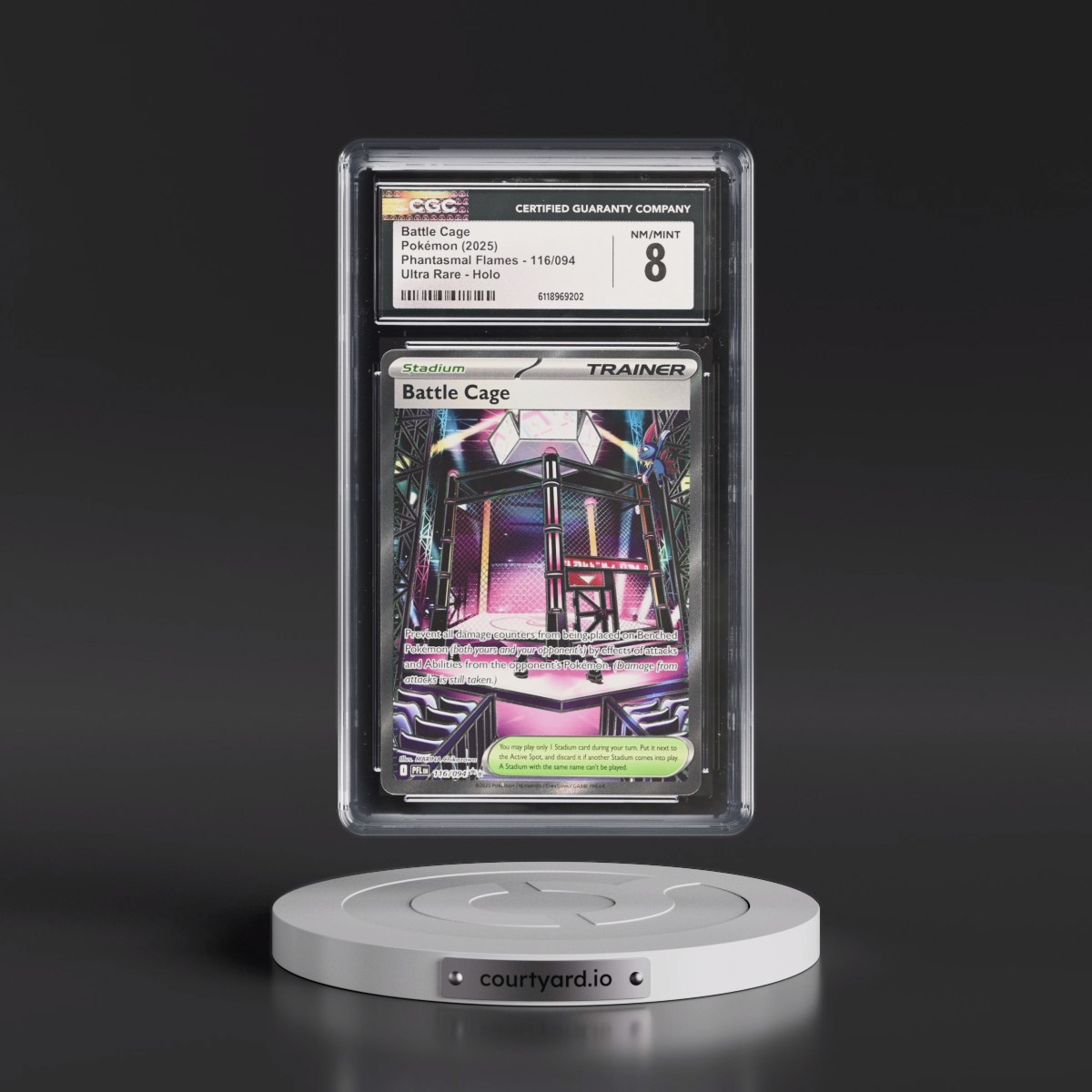 2025 Phantasmal Flames - PFL EN #116/094 Battle Cage - Ultra Rare Holo (CGC 8 NM-MT)