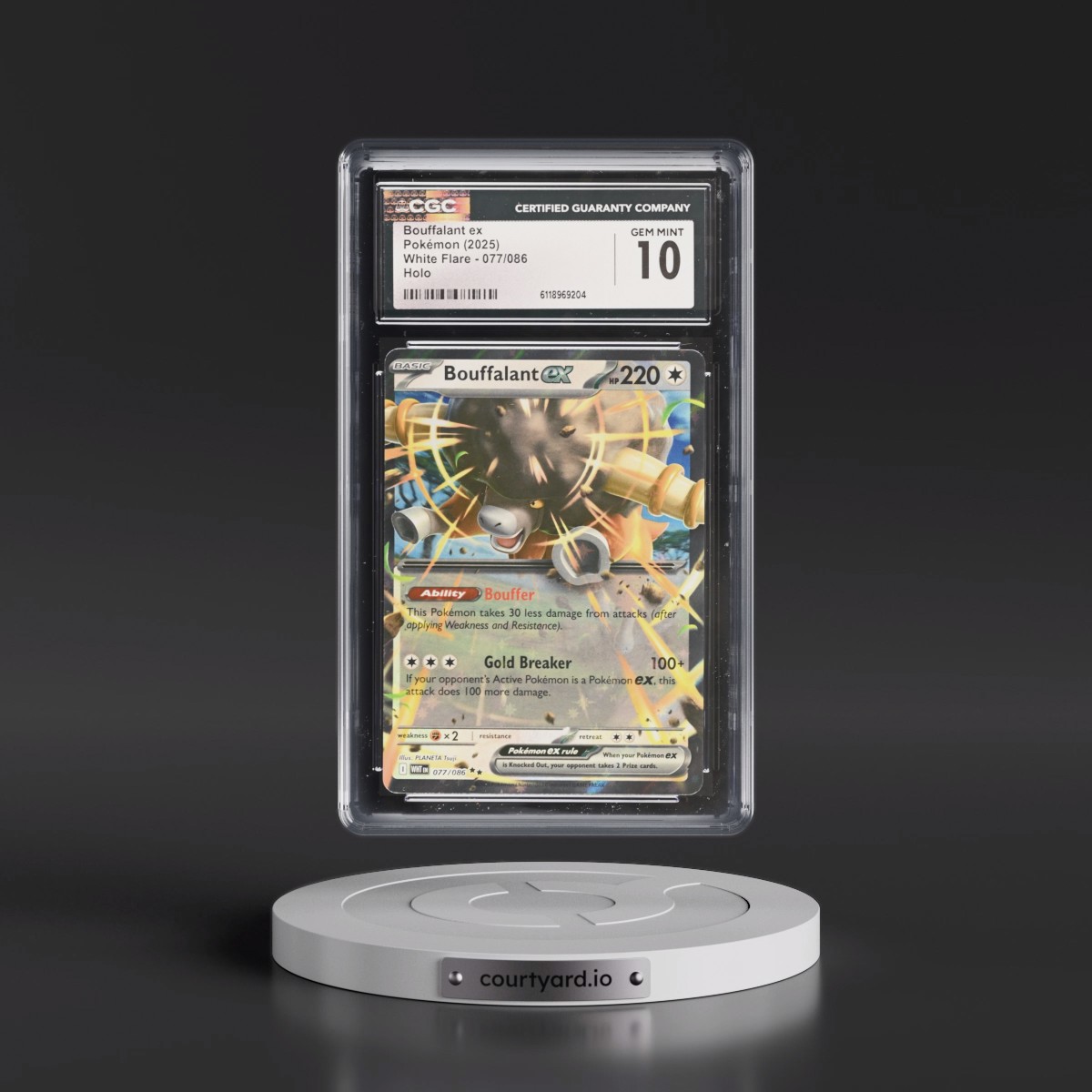 2025 White Flare - WHT EN #077/086 Bouffalant ex - Holo (CGC 10 GEM MINT)