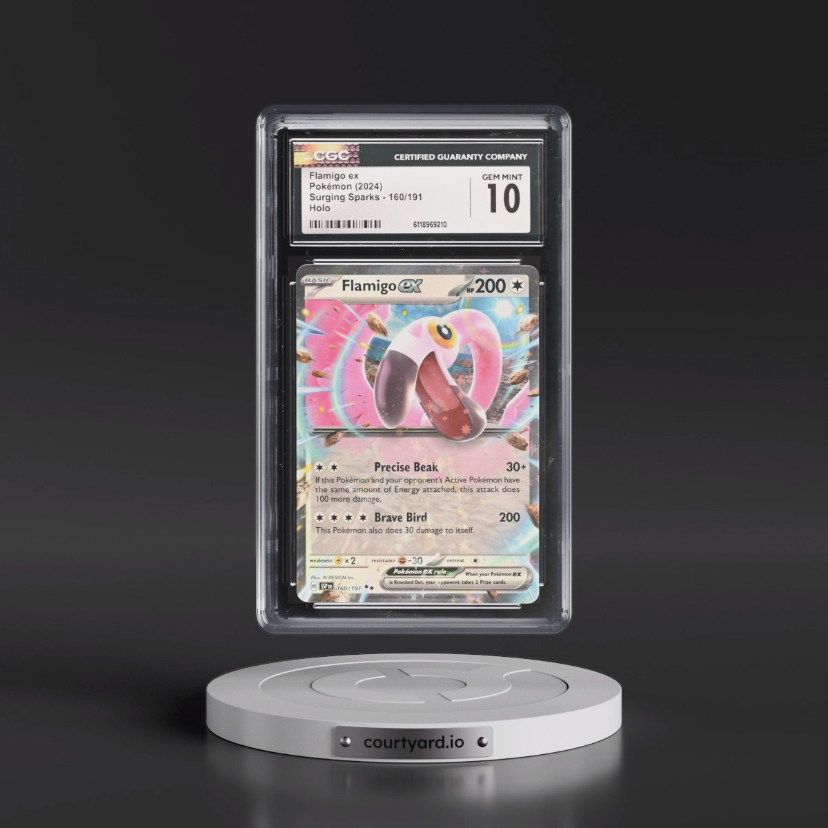 2024 Surging Sparks - SSP EN #160/191 Flamigo ex - Holo (CGC 10 GEM MINT)