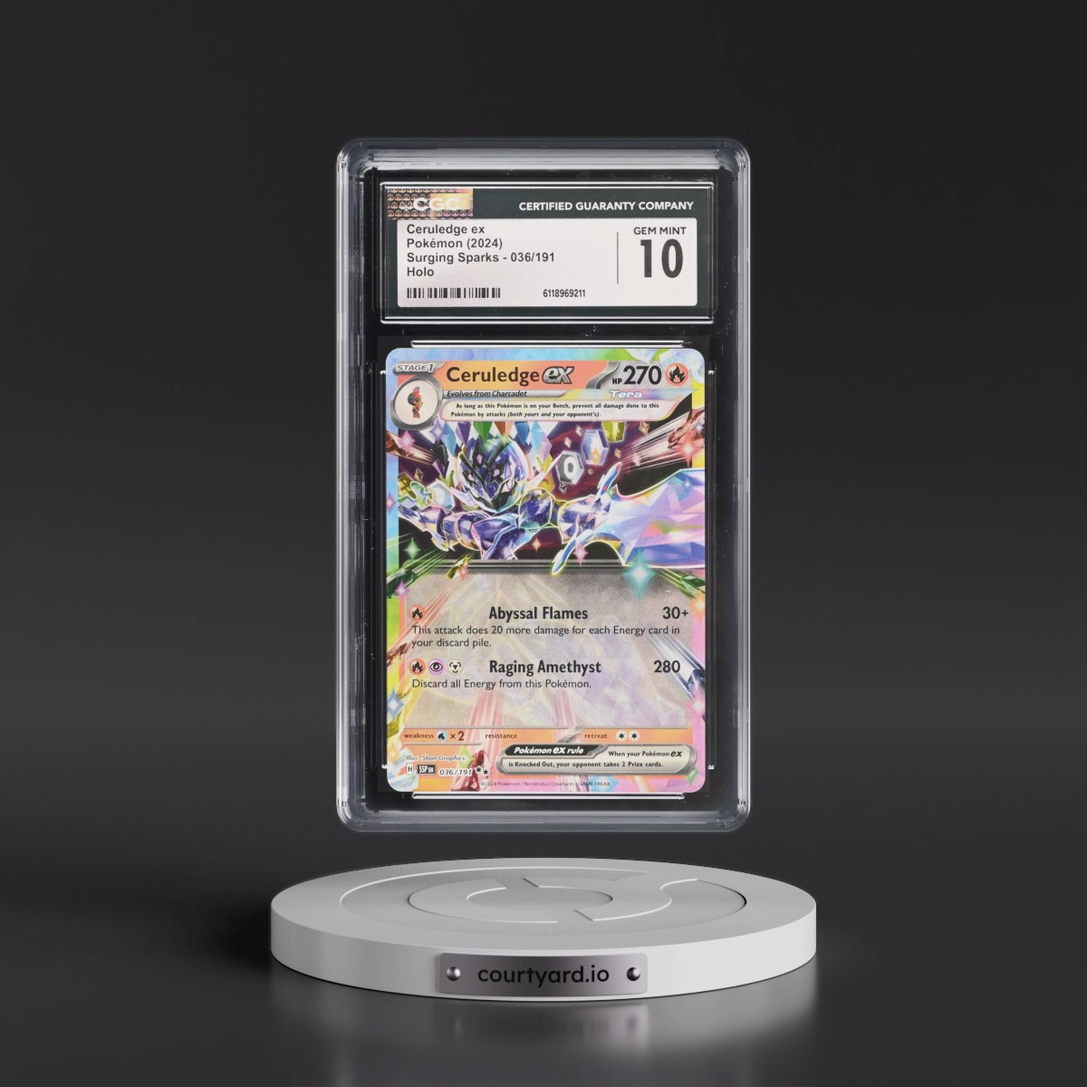 2024 Surging Sparks - SSP EN #036/191 Ceruledge ex - Holo (CGC 10 GEM MINT)