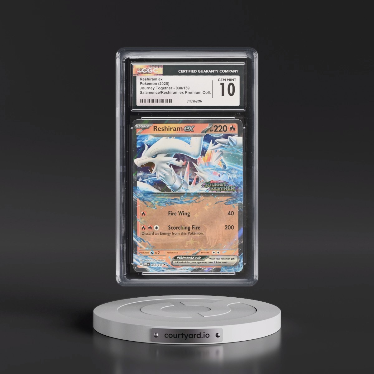 2024 Journey Together - JTG EN #030/159 Reshiram ex - Salamence & Reshiram ex Prem. Collection (Holo) (CGC 10 GEM MINT)