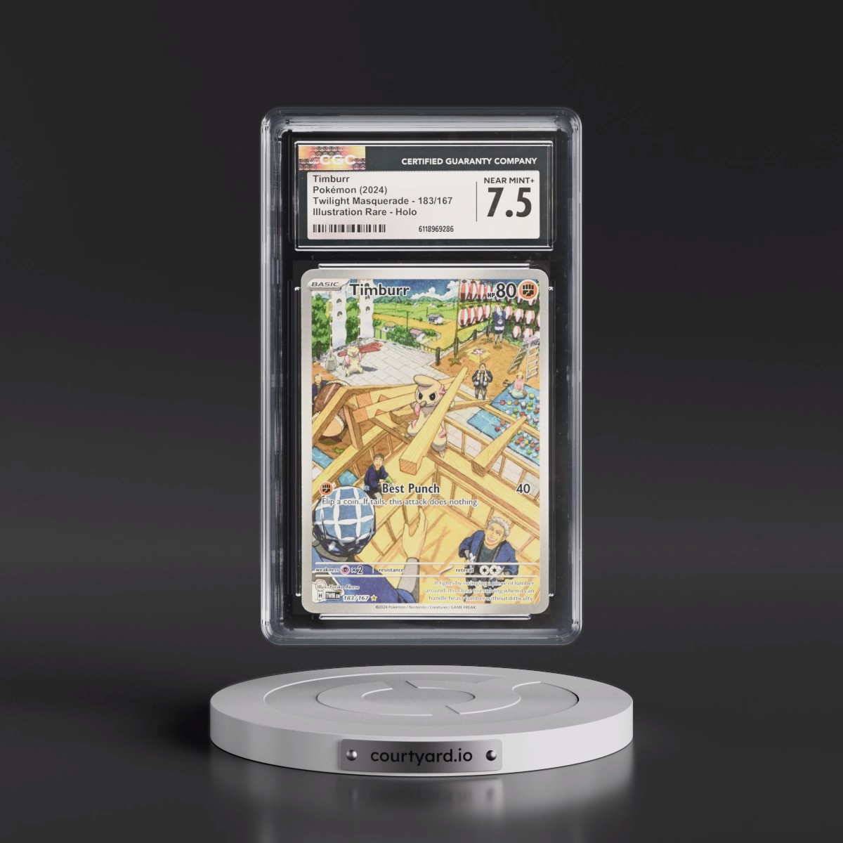 2024 Twilight Masquerade - TWM EN #183/167 Timburr - Illustration Rare Holo (CGC 7.5 NM+)