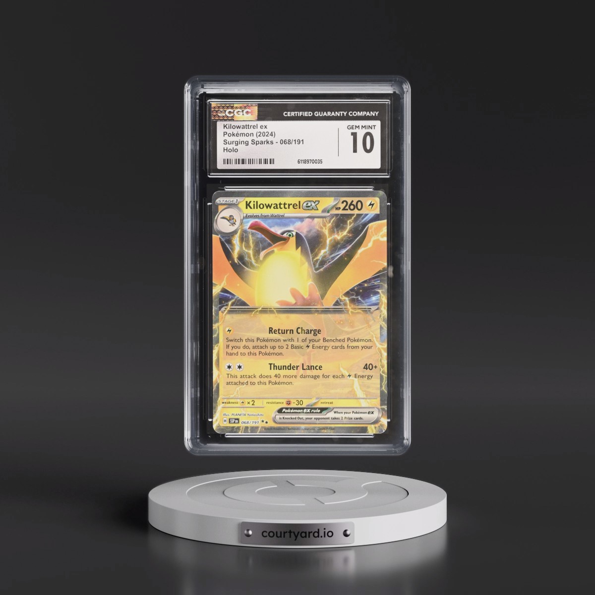 2024 Surging Sparks - SSP EN #068/191 Kilowattrel ex - Holo (CGC 10 GEM MINT)