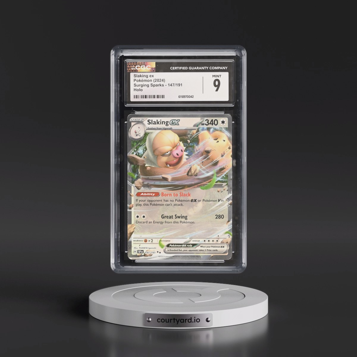 2024 Surging Sparks - SSP EN #147/191 Slaking ex - Holo (CGC 9 MINT)