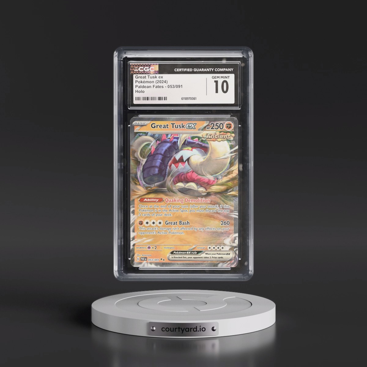 2024 Paldean Fates - PAF EN #053/091 Great Tusk ex - Holo (CGC 10 GEM MINT)