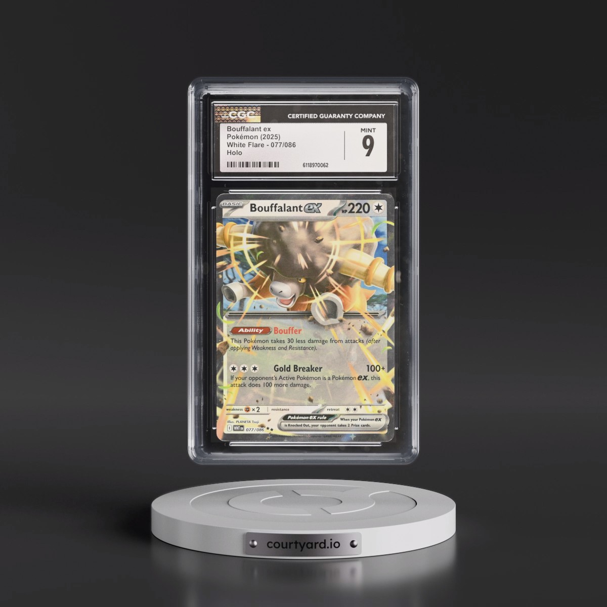 2025 White Flare - WHT EN #077/086 Bouffalant ex - Holo (CGC 9 MINT)