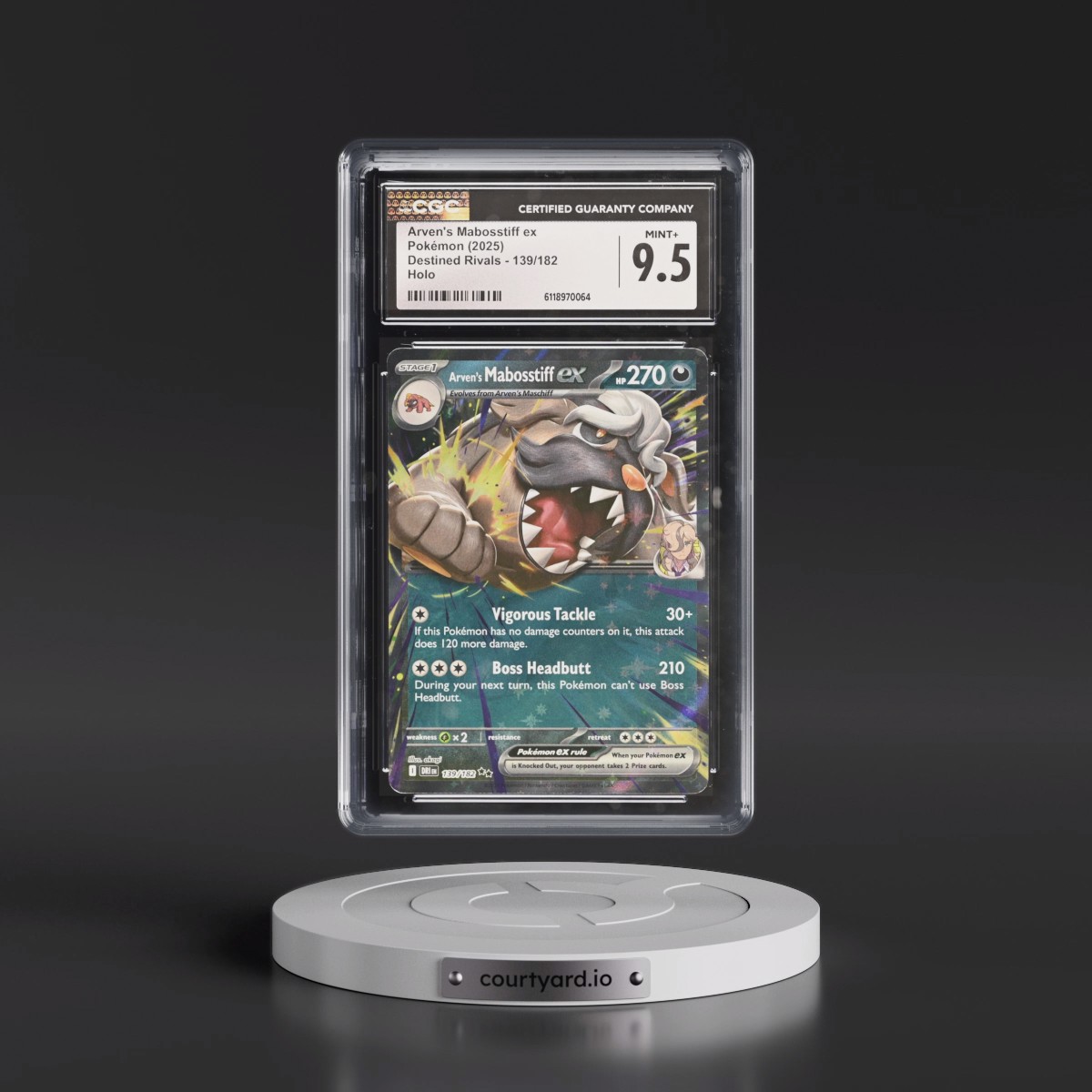 2025 Destined Rivals - DRI EN #139/182 Arven's Mabosstiff ex - Holo (CGC 9.5 MINT+)