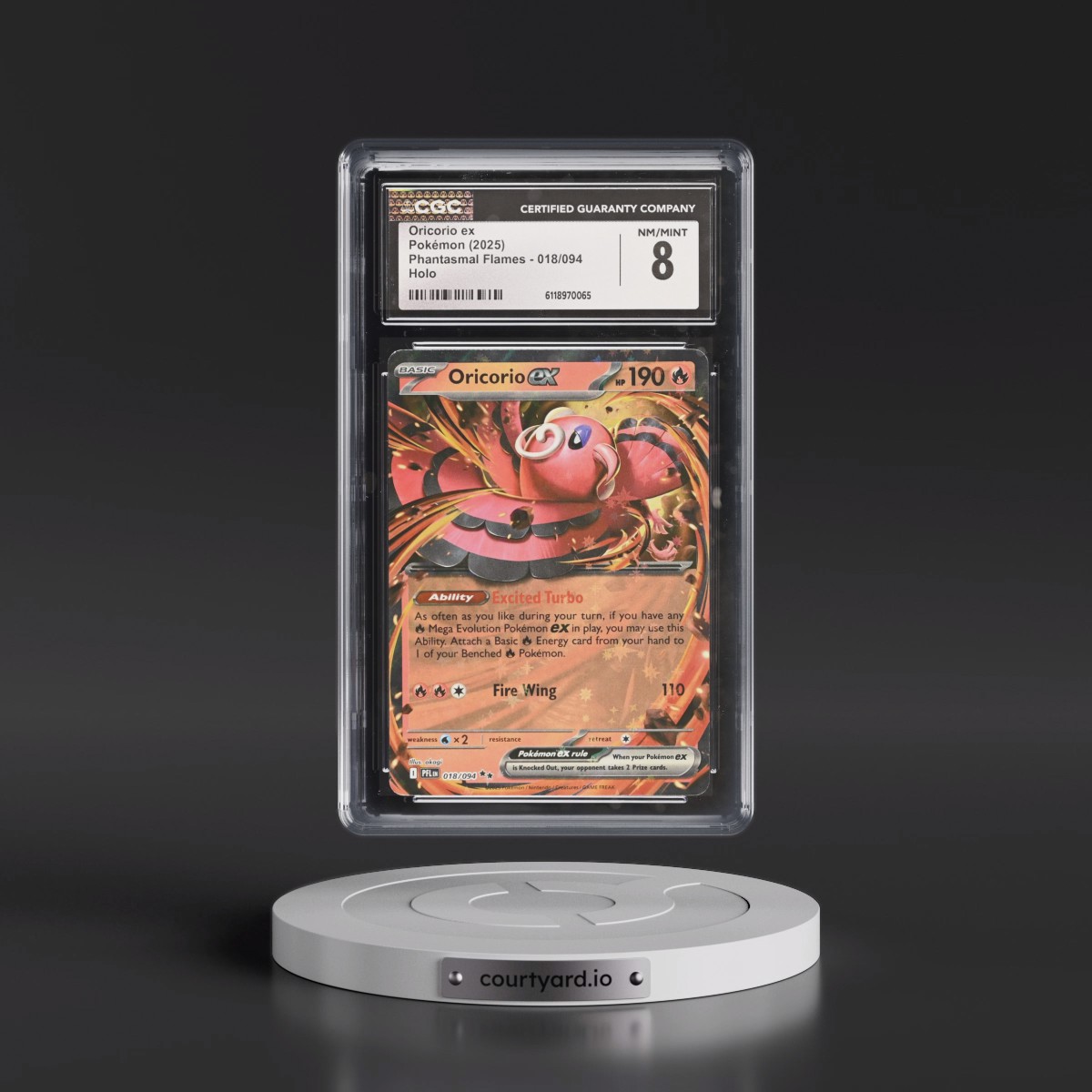 2025 Phantasmal Flames - PFL EN #018/094 Oricorio ex - Holo (CGC 8 NM-MT)