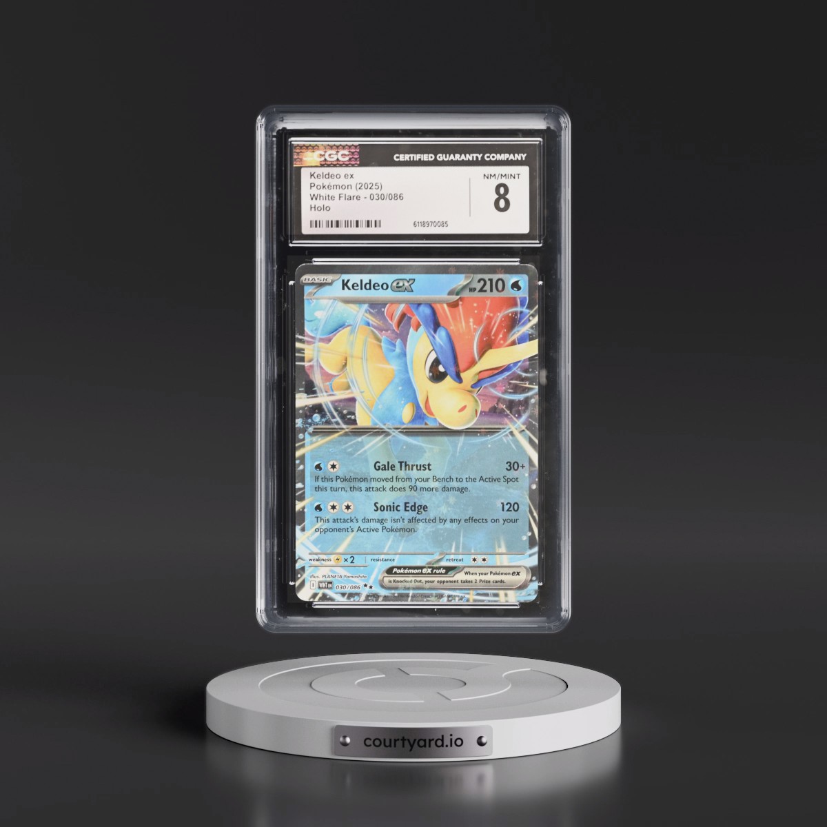 2025 White Flare - WHT EN #030/086 Keldeo ex - Holo (CGC 8 NM-MT)