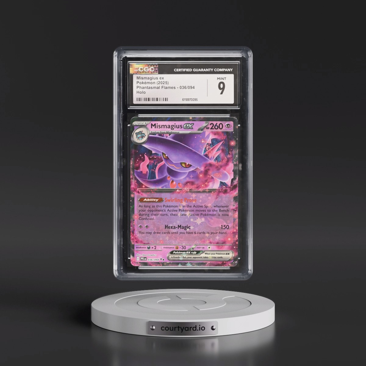 2025 Phantasmal Flames - PFL EN #036/094 Mismagius ex - Holo (CGC 9 MINT)