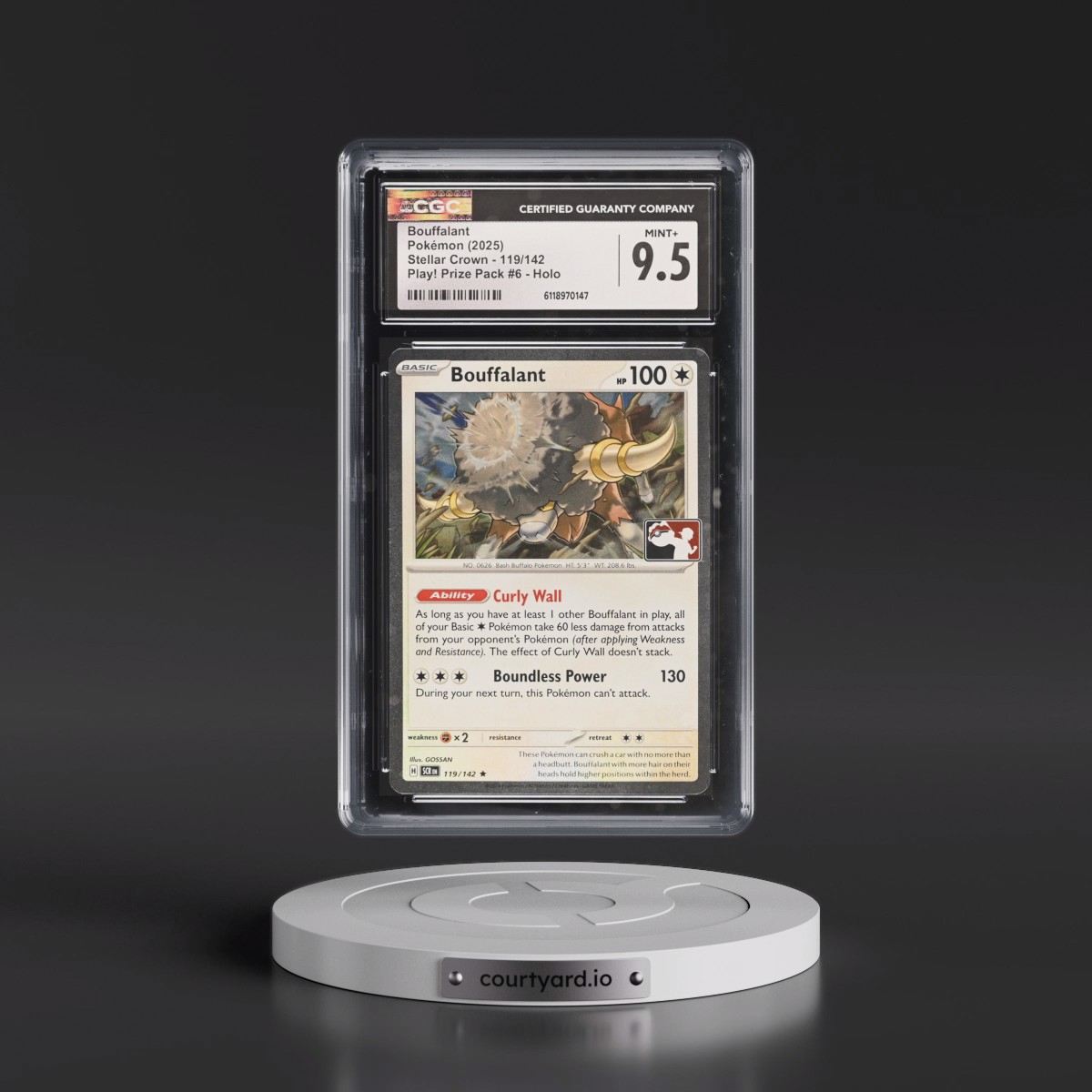 2024 Stellar Crown - SCR EN #119/142 Bouffalant - Play! Pokémon Prize Pack #6 (Cosmos Holo) Holo (CGC 9.5 MINT+)