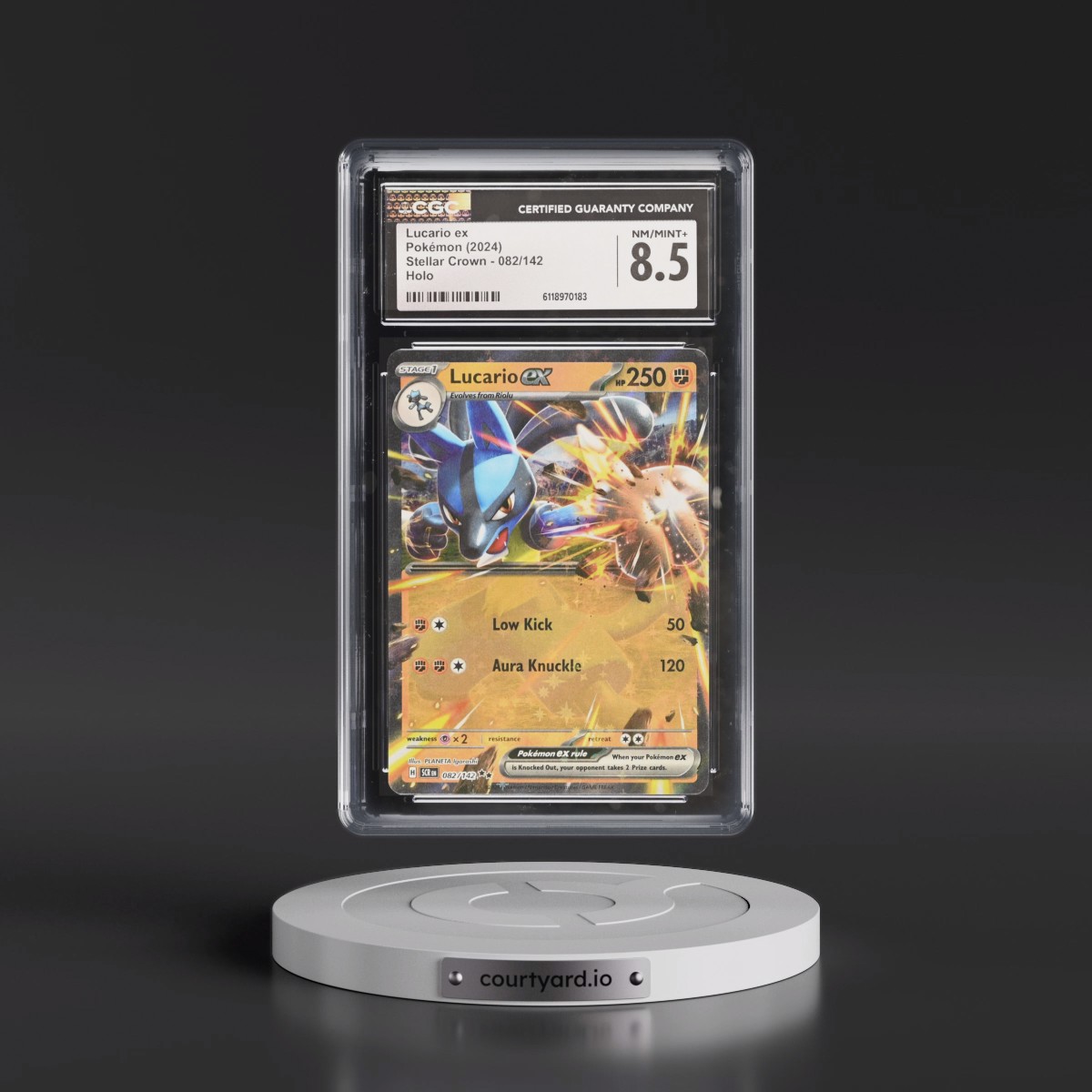 2024 Stellar Crown - SCR EN #082/142 Lucario ex - Holo (CGC 8.5 NM-MT+)