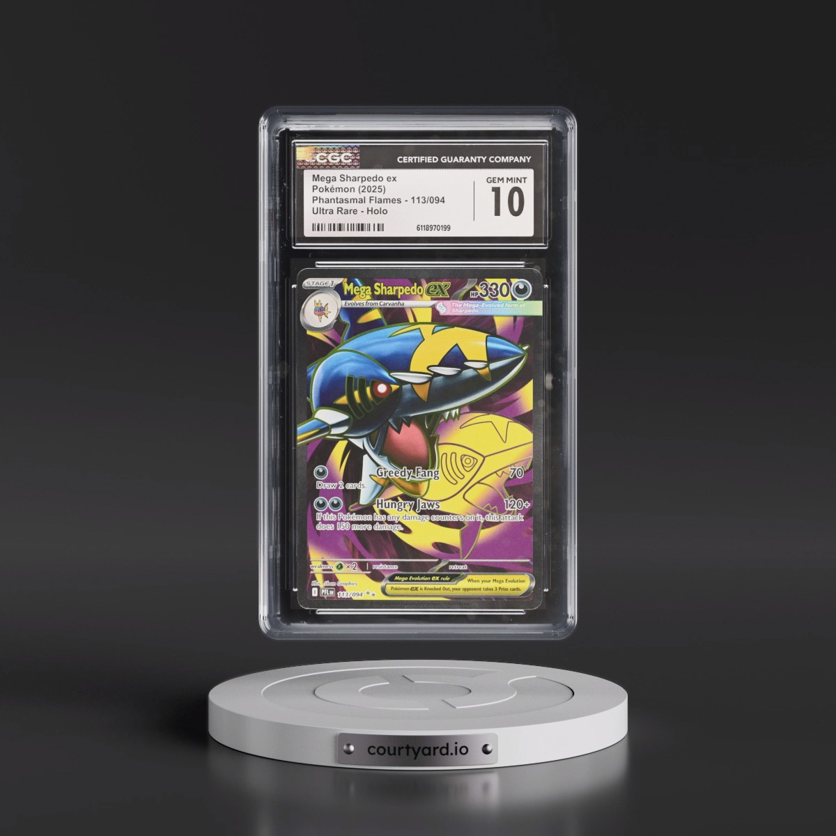 2025 Phantasmal Flames - PFL EN #113/094 Mega Sharpedo ex - Ultra Rare Holo (CGC 10 GEM MINT)