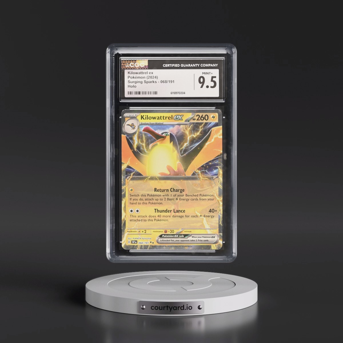 2024 Surging Sparks - SSP EN #068/191 Kilowattrel ex - Holo (CGC 9.5 MINT+)