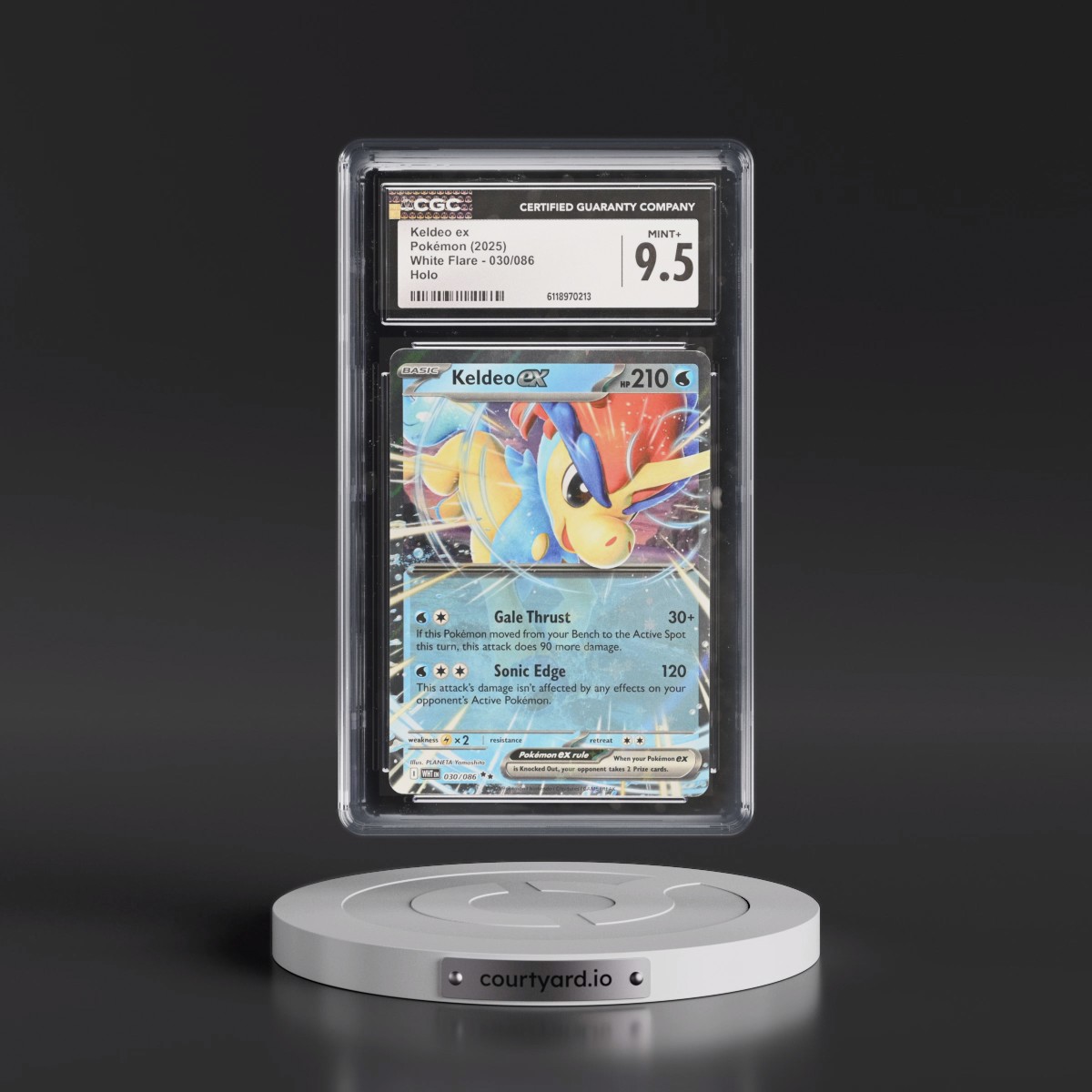 2025 White Flare - WHT EN #030/086 Keldeo ex - Holo (CGC 9.5 MINT+)