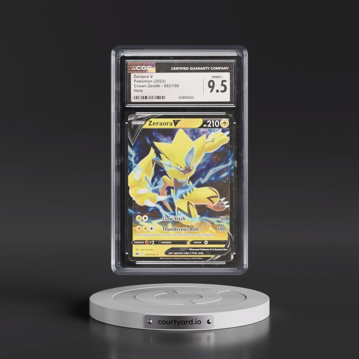 2023 Crown Zenith #053/159 Zeraora V - Holo (CGC 9.5 MINT+)