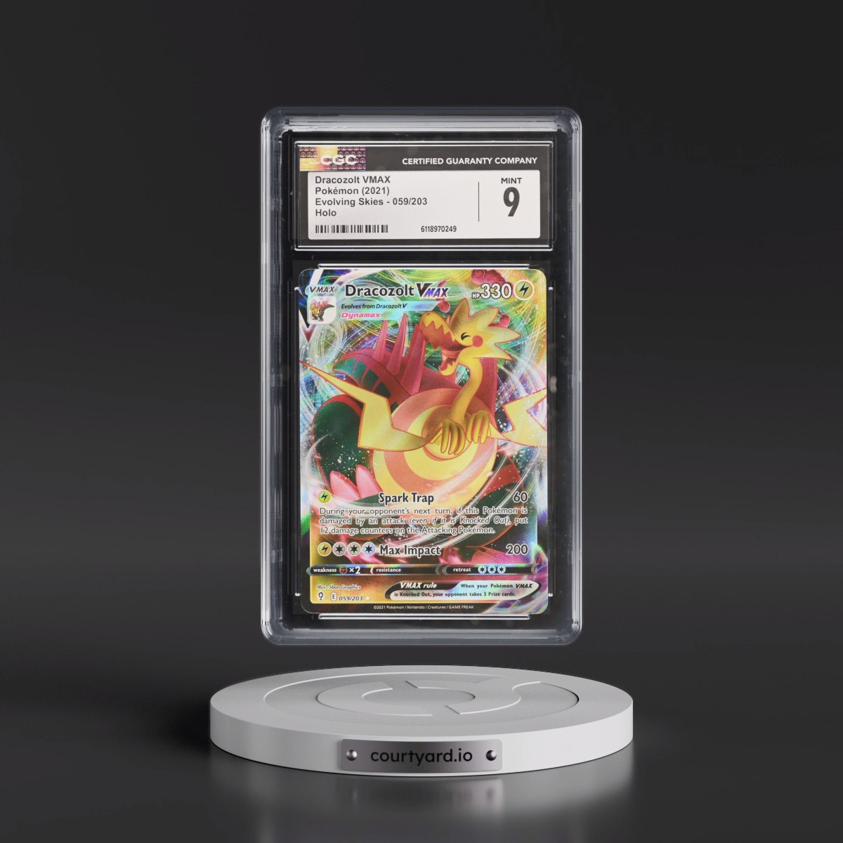 2021 Evolving Skies #059/203 Dracozolt VMAX - Holo (CGC 9 MINT)