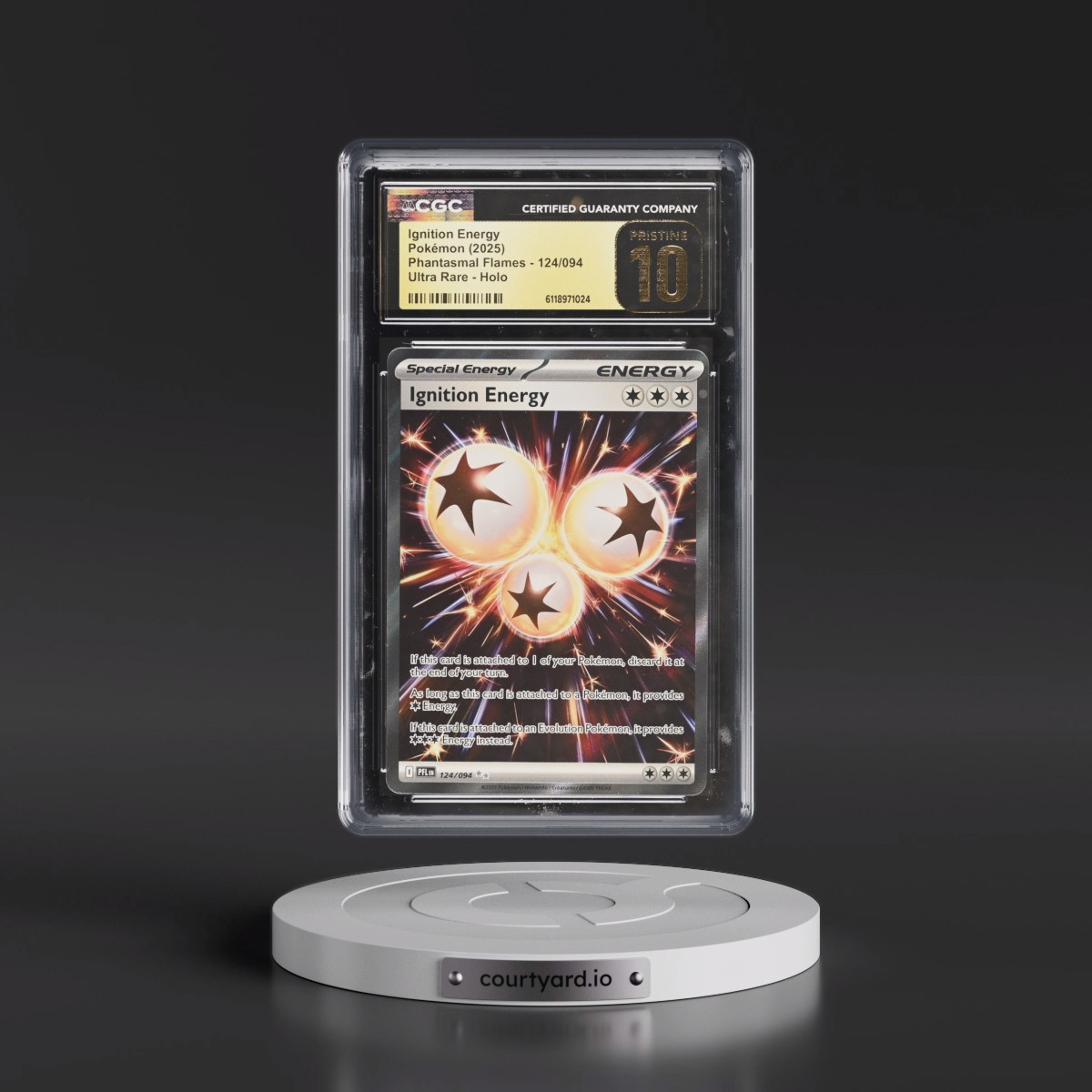 2025 Phantasmal Flames - PFL EN #124/094 Ignition Energy - Ultra Rare Holo (CGC 10 PRISTINE)
