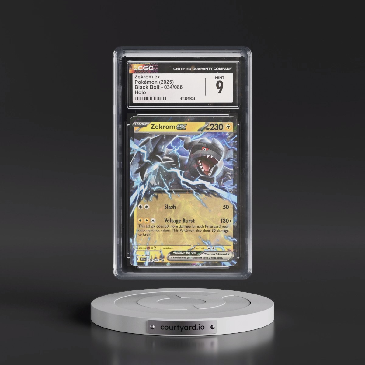 2025 Black Bolt - BLK EN #034/086 Zekrom ex - Holo (CGC 9 MINT)