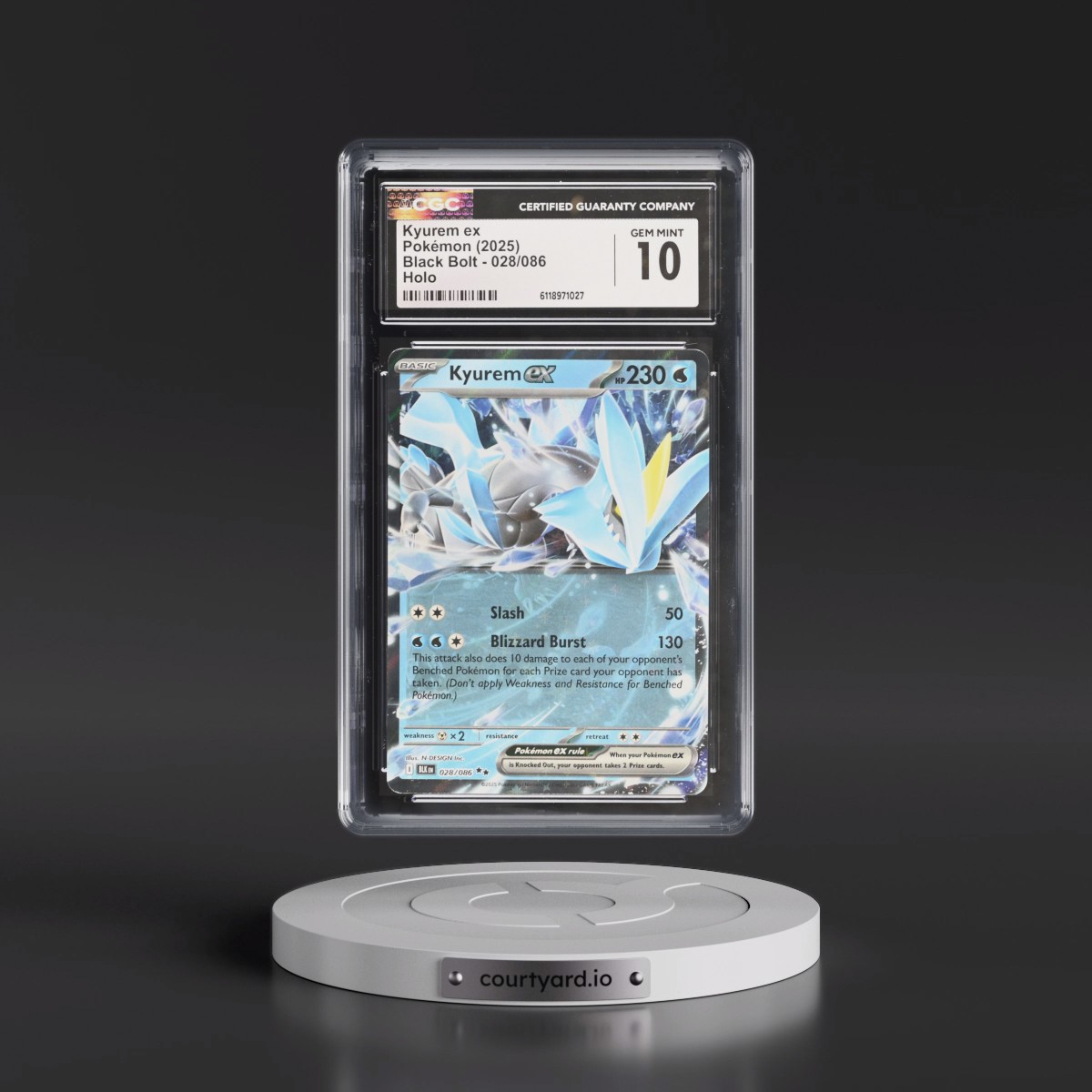 2025 Black Bolt - BLK EN #028/086 Kyurem ex - Holo (CGC 10 GEM MINT)