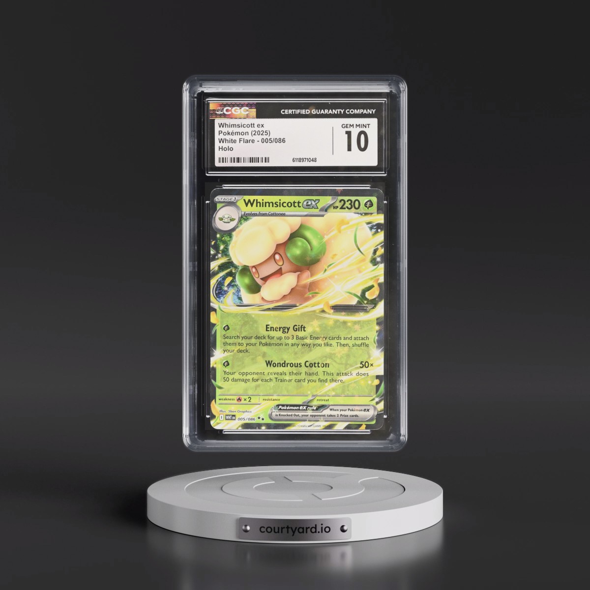 2025 White Flare - WHT EN #005/086 Whimsicott ex - Holo (CGC 10 GEM MINT)