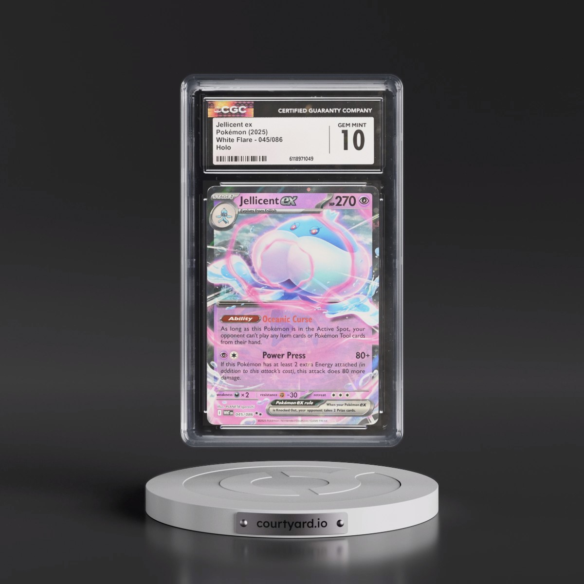 2025 White Flare - WHT EN #045/086 Jellicent ex - Holo (CGC 10 GEM MINT)